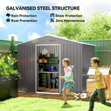 Galvanised Steel Outdoor Garden Shed 8ft x 6ft - Velmora