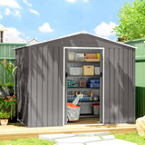Galvanised Steel Outdoor Garden Shed 8ft x 6ft - Velmora