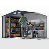 Galvanised Steel Outdoor Garden Shed 9ft x 6ft - Velmora
