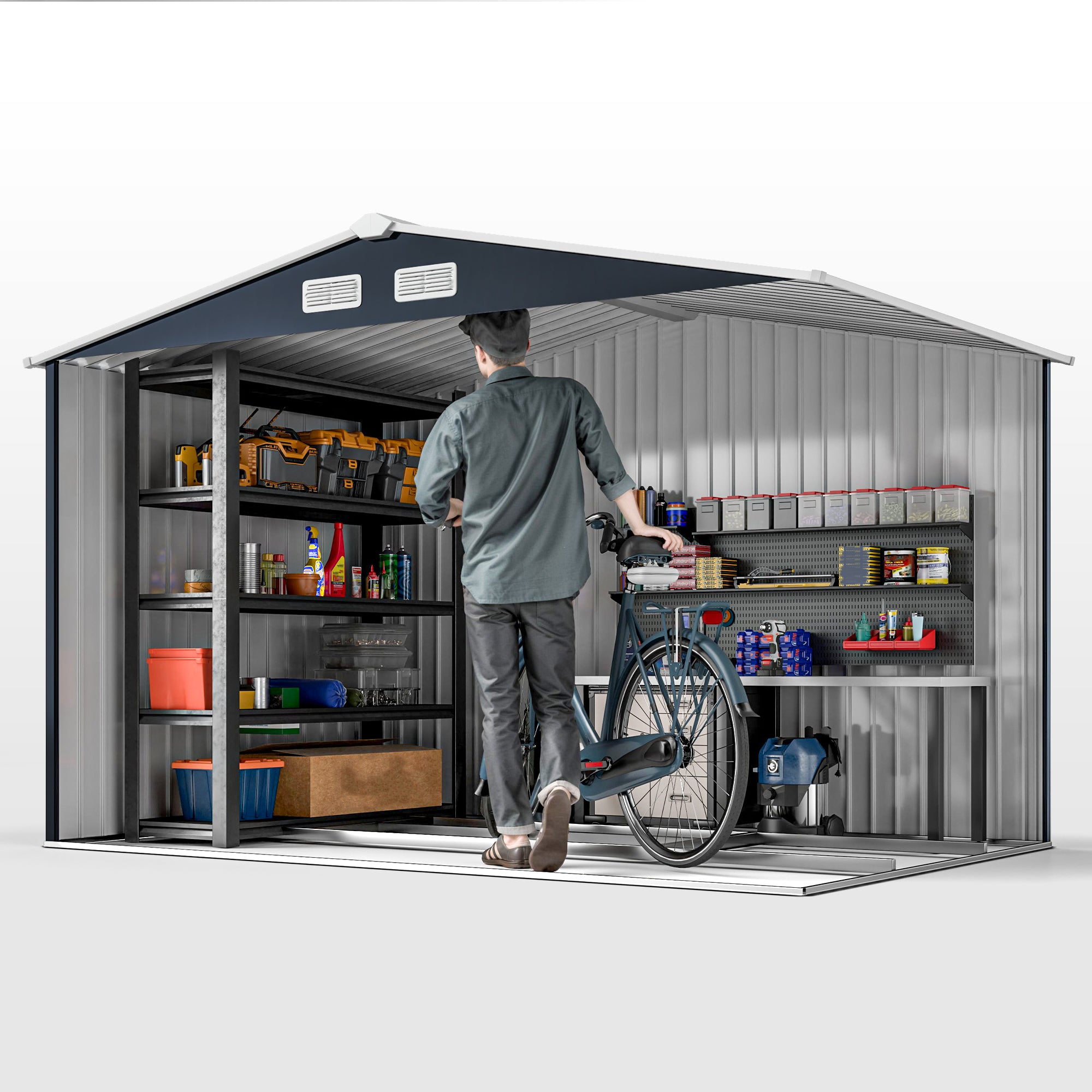 Galvanised Steel Outdoor Garden Shed 9ft x 6ft - Velmora