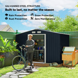 Galvanised Steel Outdoor Garden Shed 9ft x 6ft - Velmora