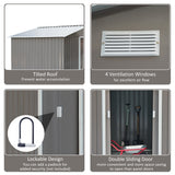 Galvanised Steel Outdoor Garden Shed 9ft x 6ft - Velmora