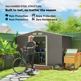 Galvanised Steel Outdoor Garden Shed 9ft x 6ft - Velmora