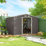 Galvanised Steel Outdoor Garden Shed 9ft x 6ft - Velmora