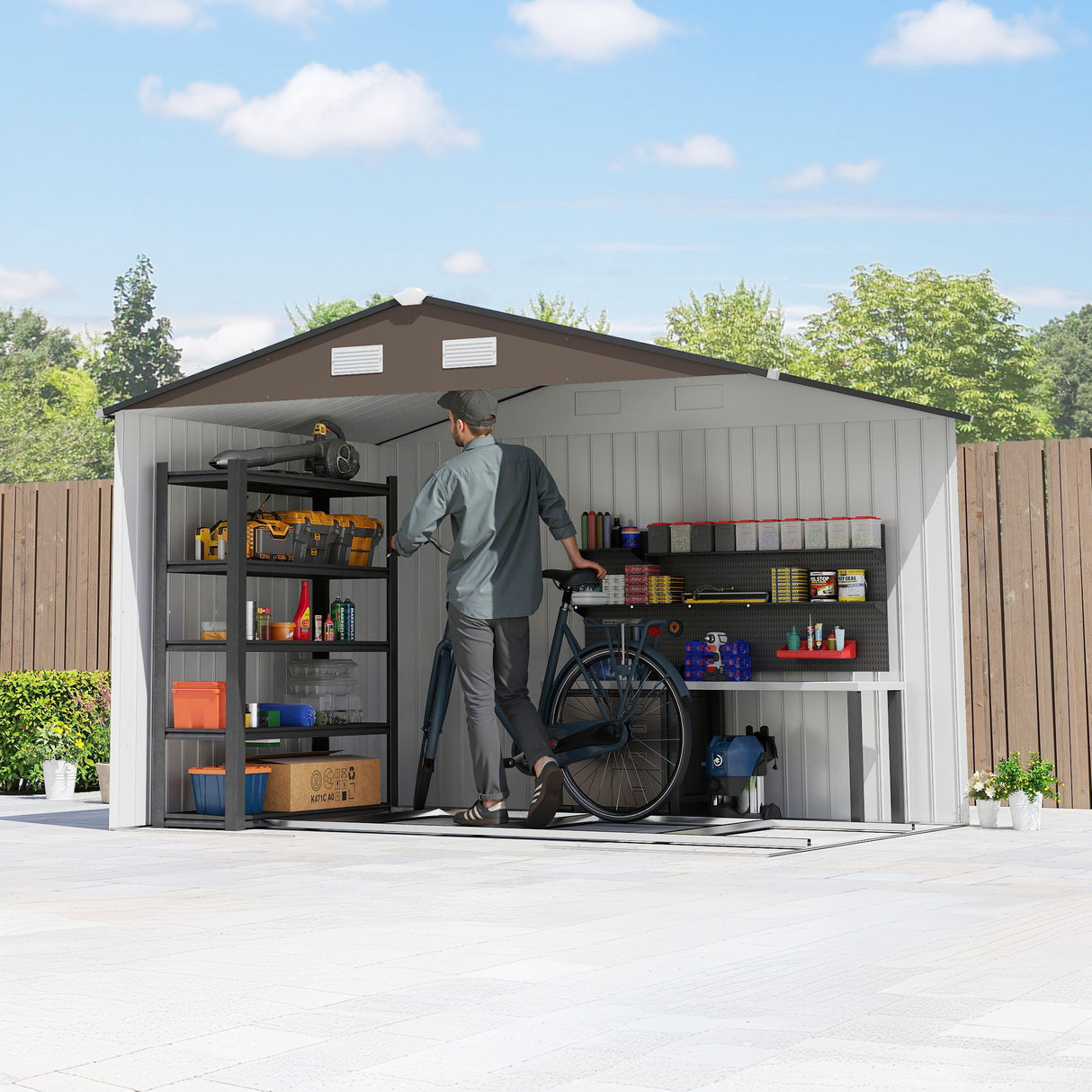 Galvanised Steel Outdoor Garden Shed 9ft x 6ft - Velmora