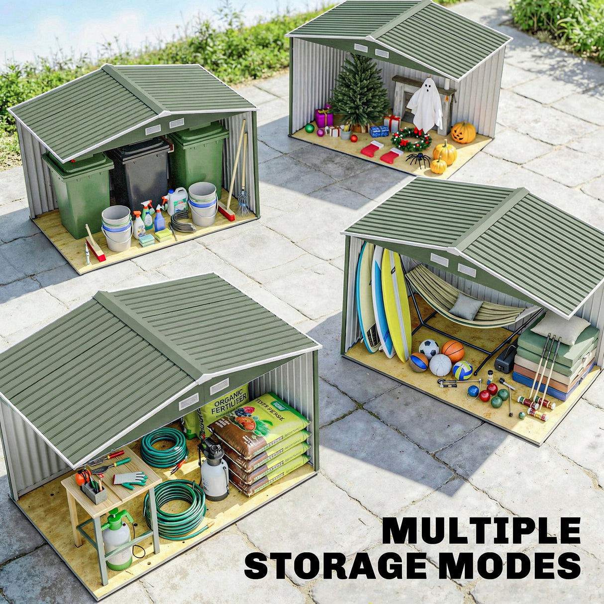 Galvanised Steel Outdoor Garden Shed 9ft x 6ft - Velmora