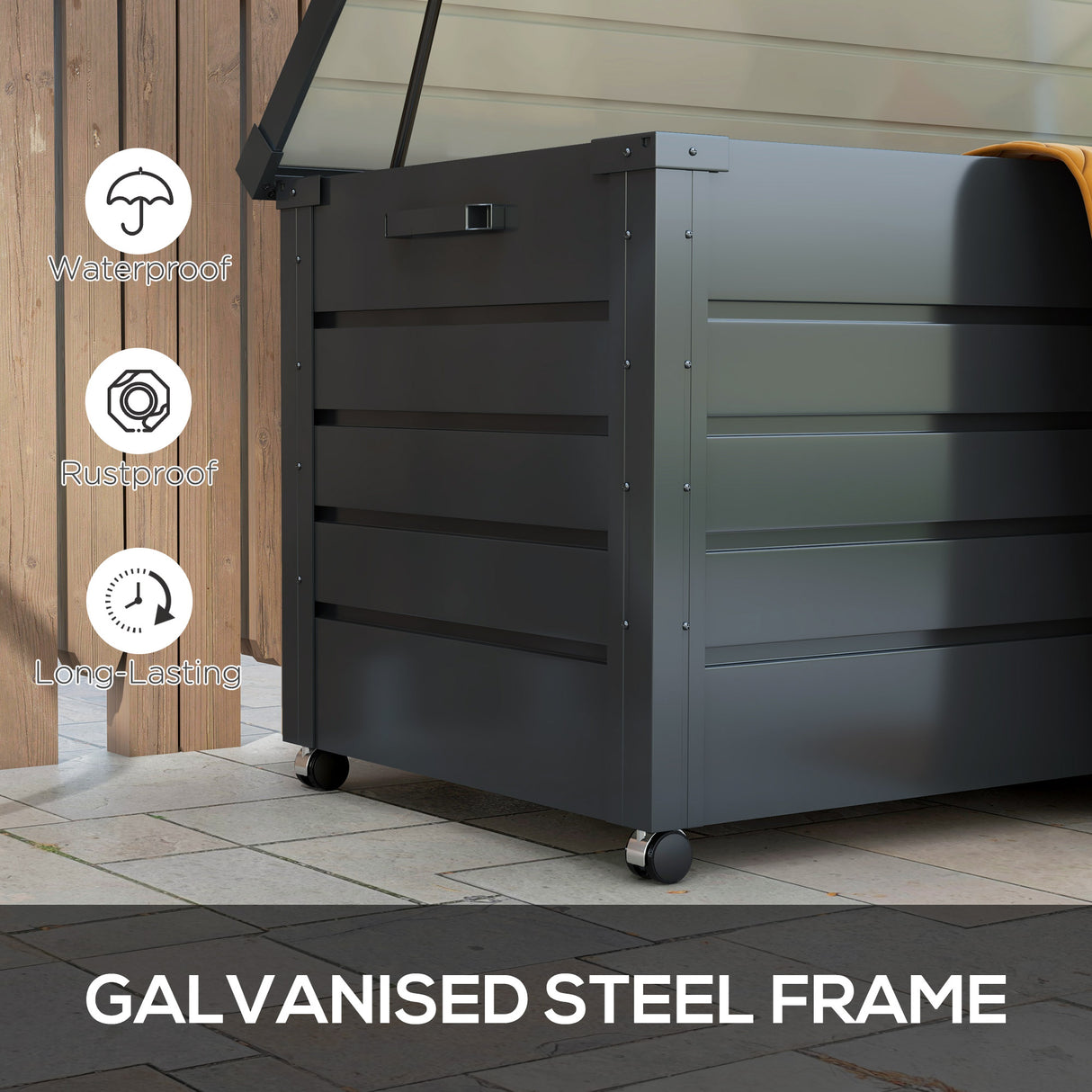 Galvanised Steel Outdoor garden Storage Box 311Ltr - Velmora