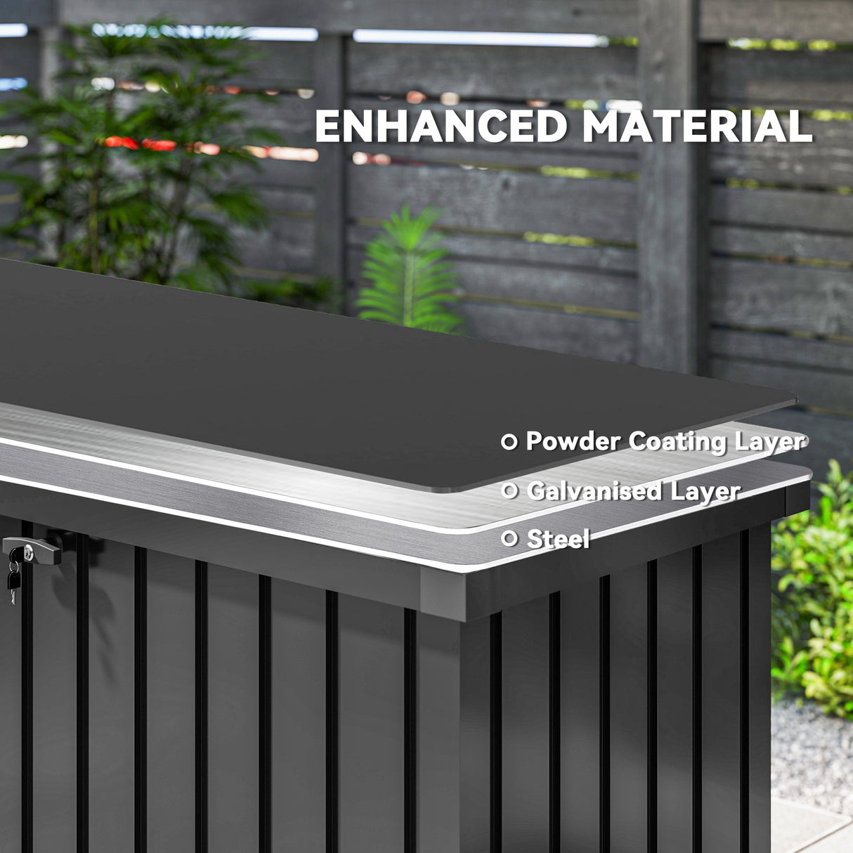 Galvanised Steel Outdoor Garden Storage Box 400Ltr - Velmora