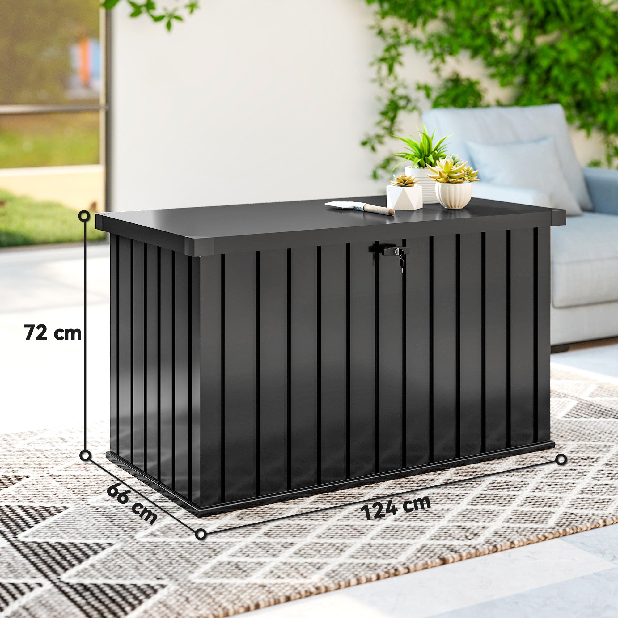 Galvanised Steel Outdoor Garden Storage Box 400Ltr - Velmora