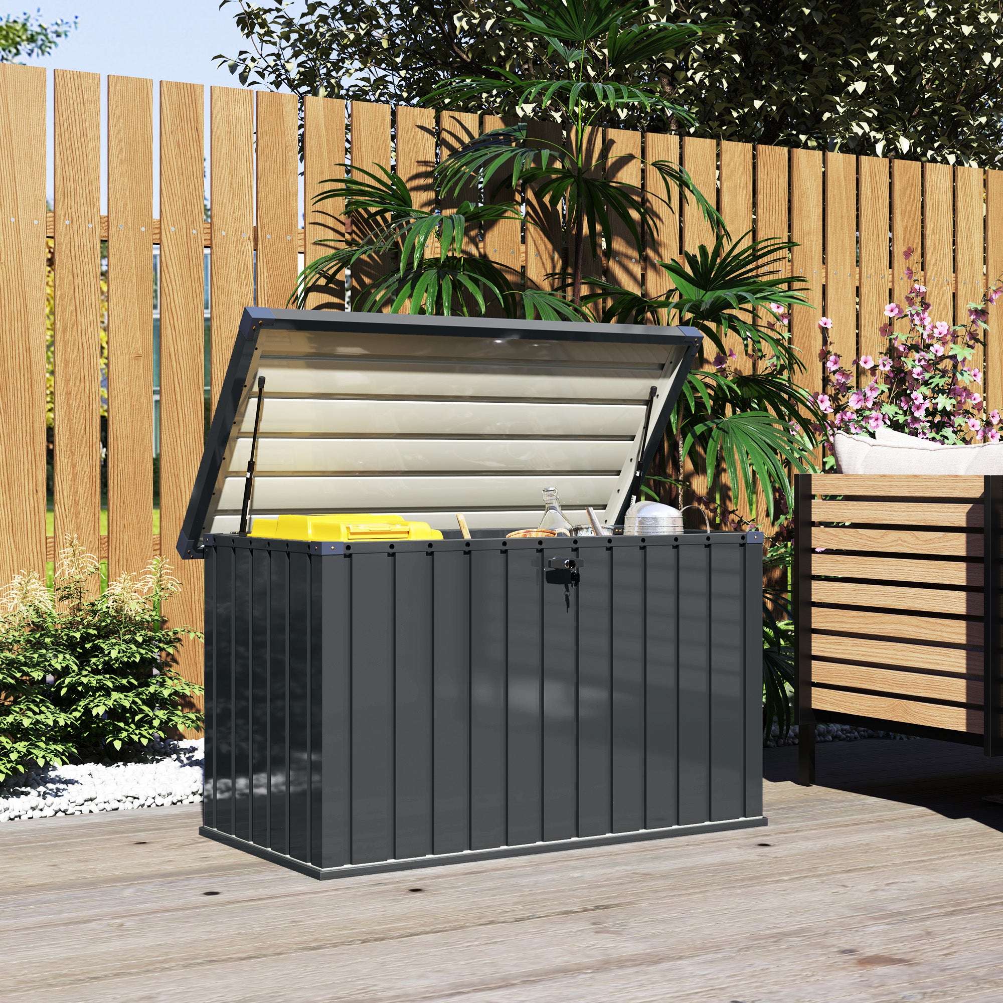 Galvanised Steel Outdoor Garden Storage Box 400Ltr - Velmora