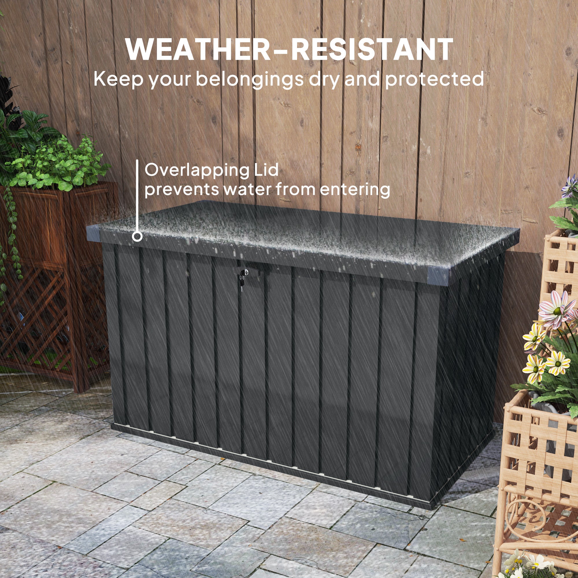 Galvanised Steel Outdoor Garden Storage Box 400Ltr - Velmora