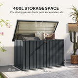 Galvanised Steel Outdoor Garden Storage Box 400Ltr - Velmora