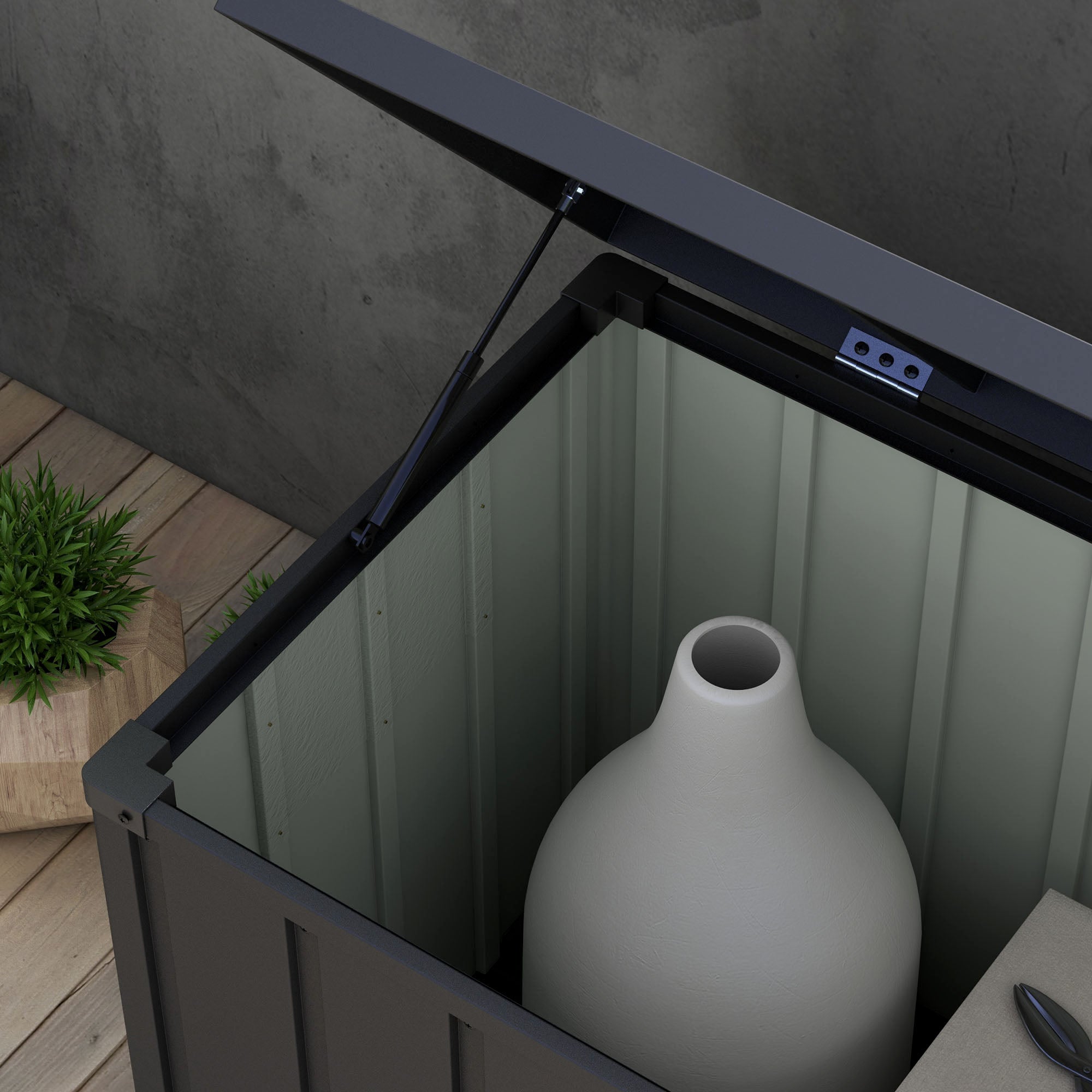 Galvanised Steel Outdoor Garden Storage Box 450Ltr - Velmora
