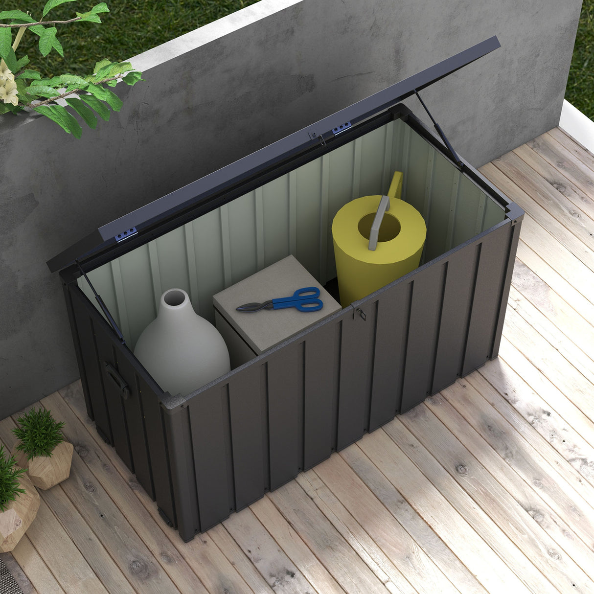 Galvanised Steel Outdoor Garden Storage Box 450Ltr - Velmora
