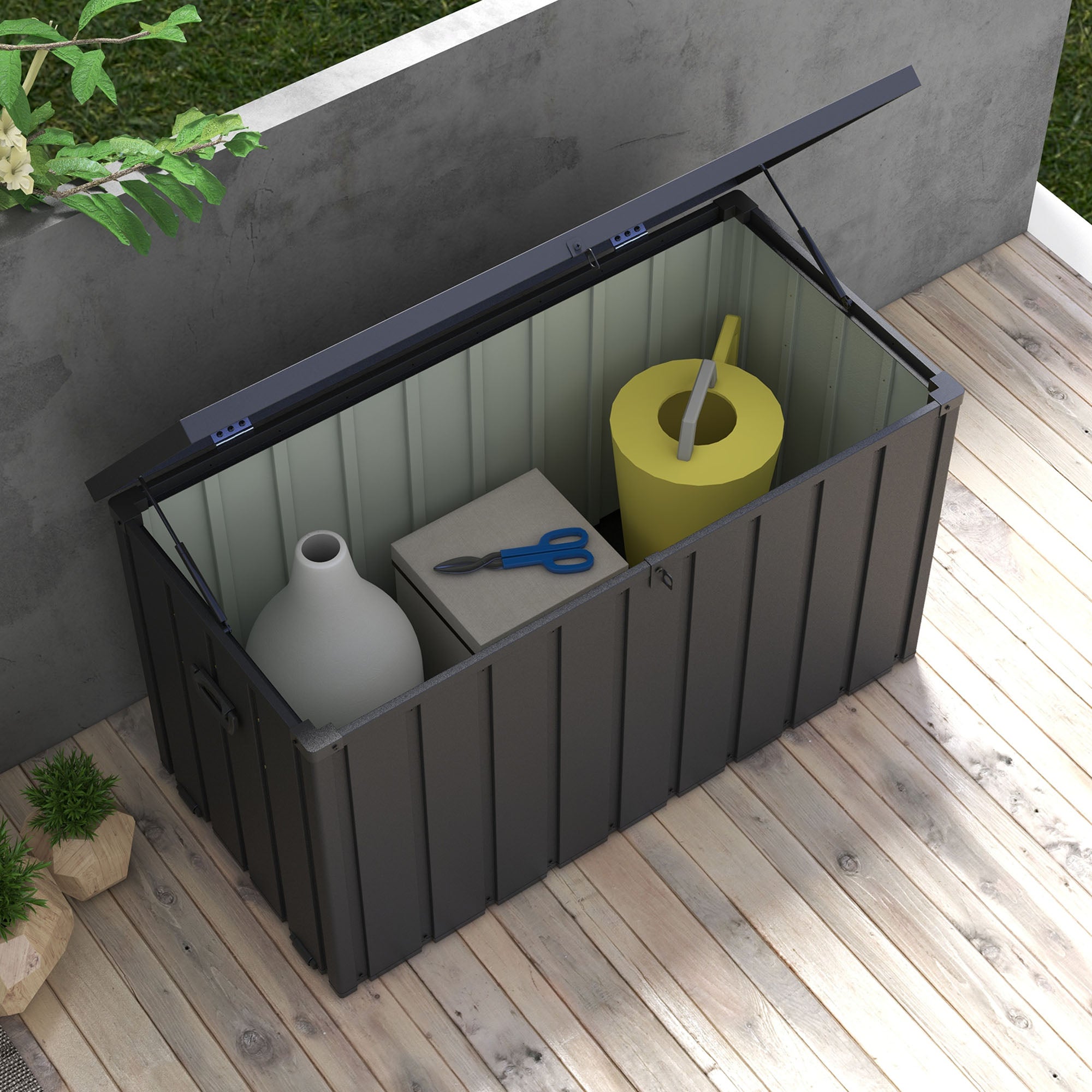 Galvanised Steel Outdoor Garden Storage Box 450Ltr - Velmora