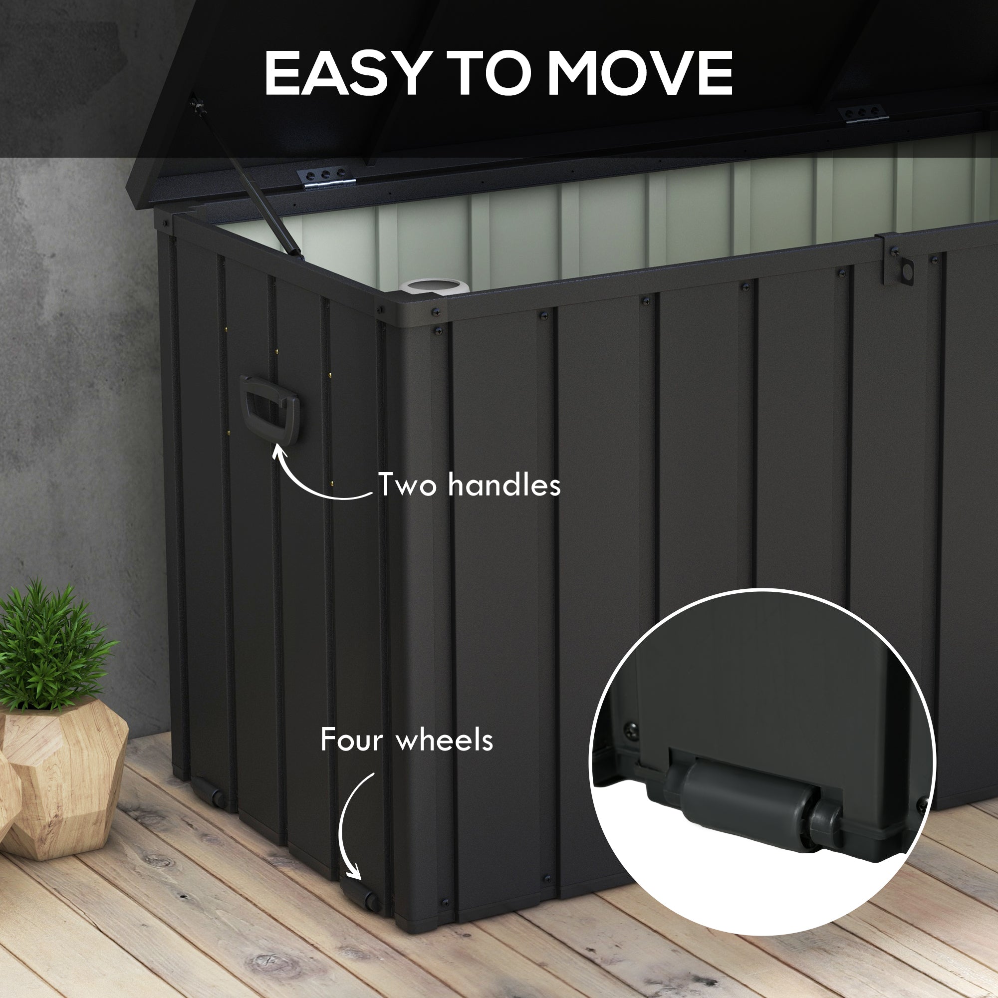 Galvanised Steel Outdoor Garden Storage Box 450Ltr - Velmora