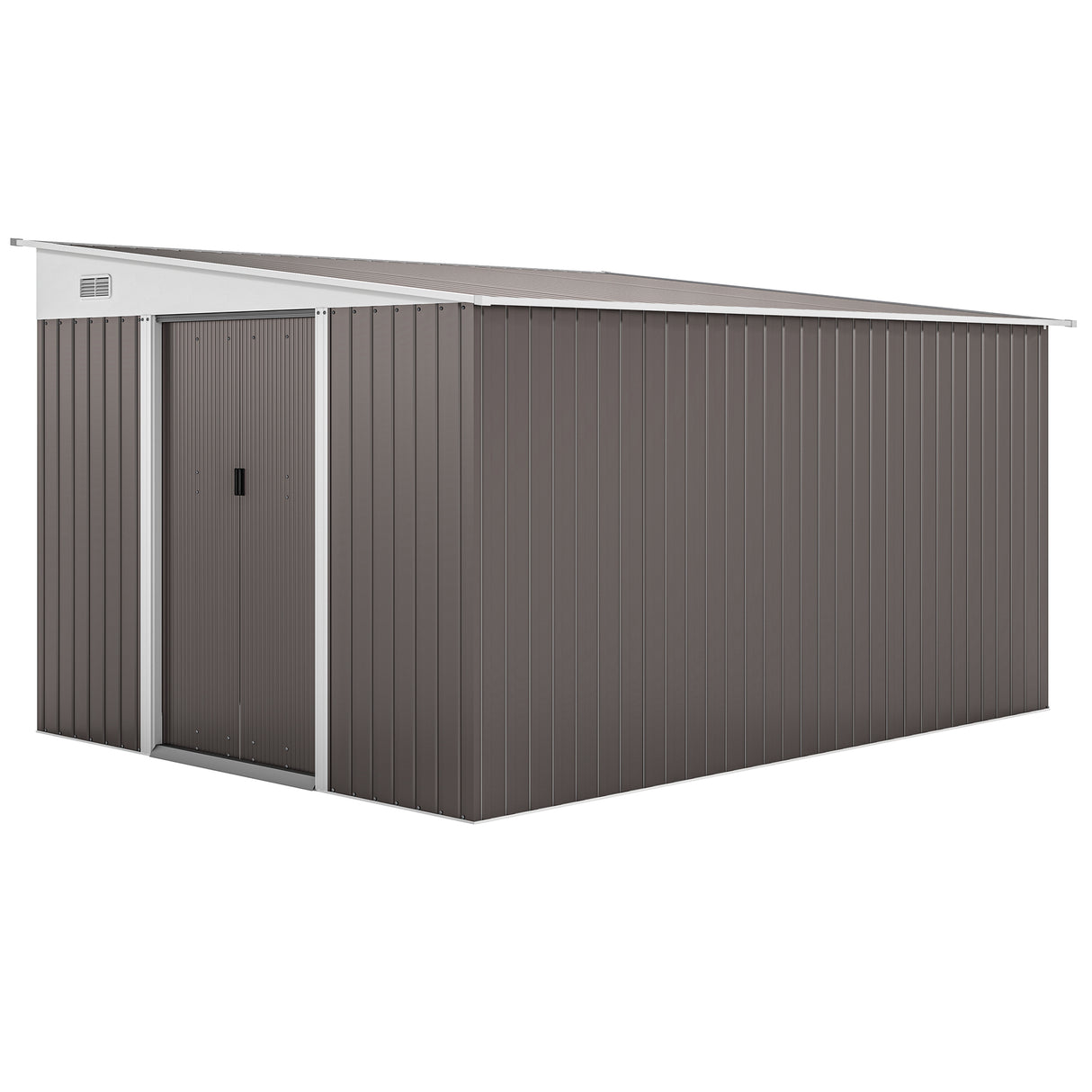Galvanised Steel Outdoor Garden Storage Shed 11.3ft x 9.2ft - Velmora