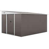 Galvanised Steel Outdoor Garden Storage Shed 11.3ft x 9.2ft - Velmora