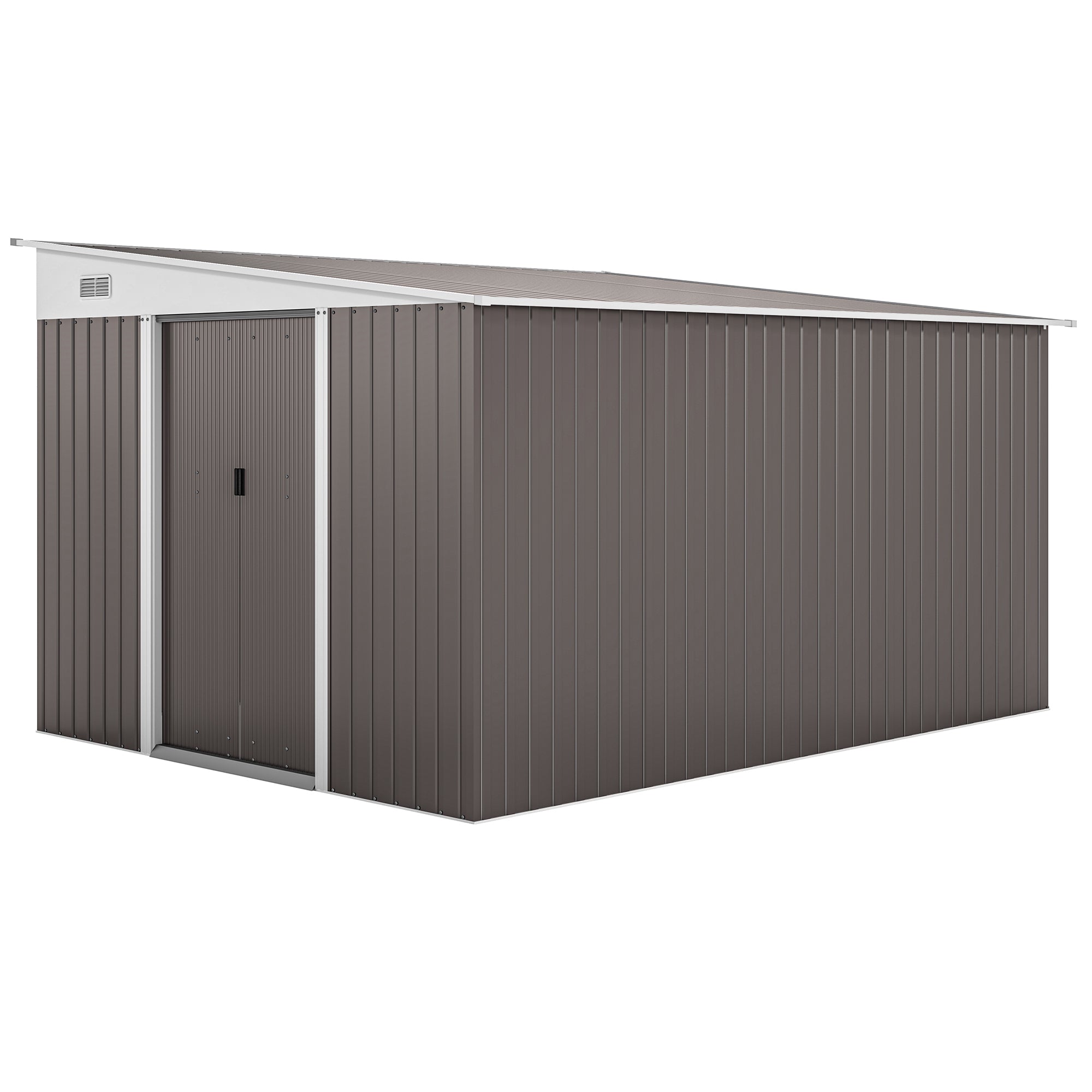 Galvanised Steel Outdoor Garden Storage Shed 11.3ft x 9.2ft - Velmora