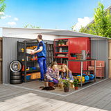 Galvanised Steel Outdoor Garden Storage Shed 11.3ft x 9.2ft - Velmora