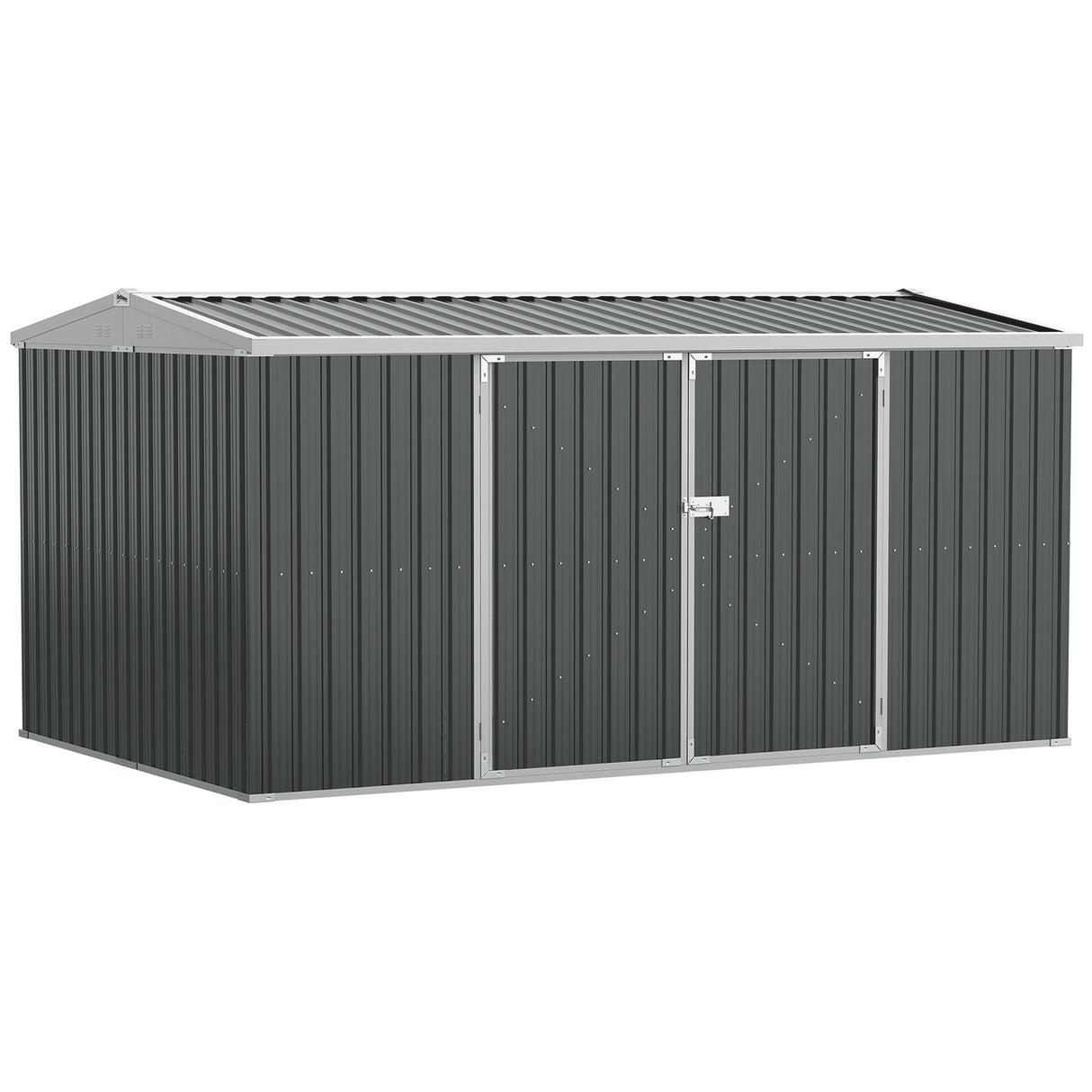 Galvanised Steel Outdoor Garden Storage Shed 14ft x 8ft - Velmora