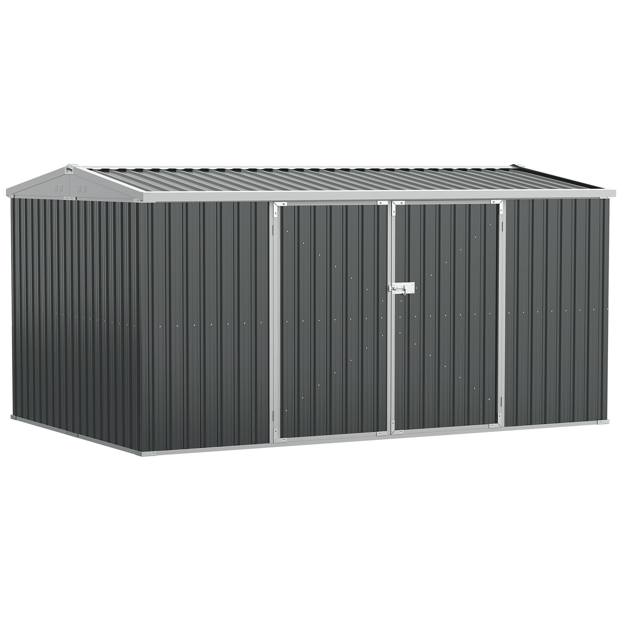 Galvanised Steel Outdoor Garden Storage Shed 14ft x 8ft - Velmora