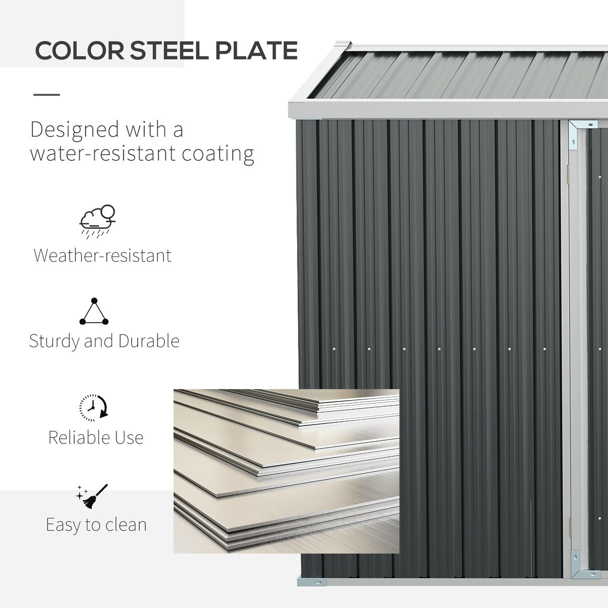 Galvanised Steel Outdoor Garden Storage Shed 14ft x 8ft - Velmora