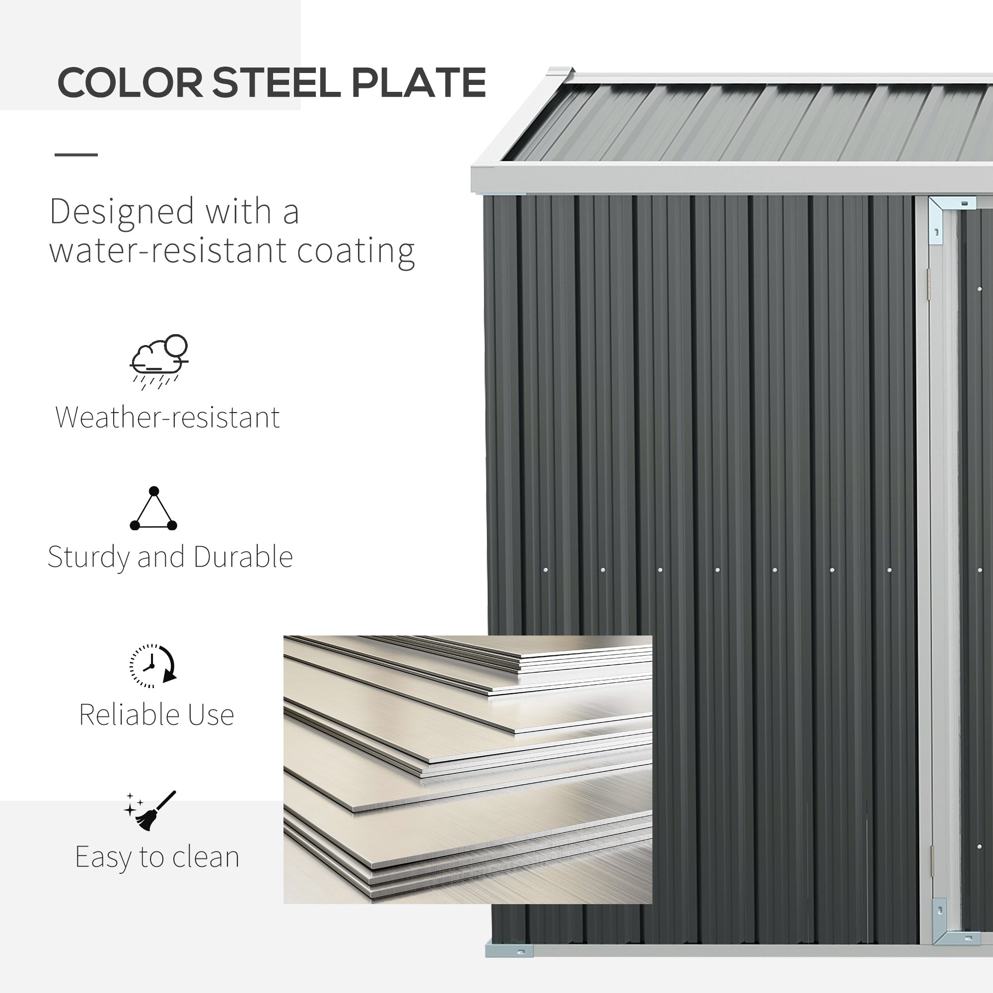 Galvanised Steel Outdoor Garden Storage Shed 14ft x 8ft - Velmora