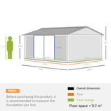 Galvanised Steel Outdoor Garden Storage Shed 14ft x 8ft - Velmora
