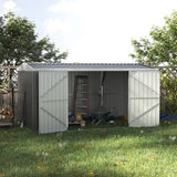 Galvanised Steel Outdoor Garden Storage Shed 14ft x 8ft - Velmora