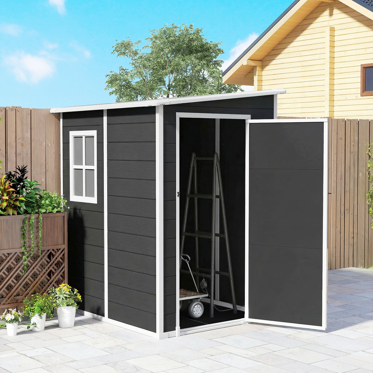 Galvanised Steel Outdoor Garden Storage Shed 4ft x 5ft - Velmora