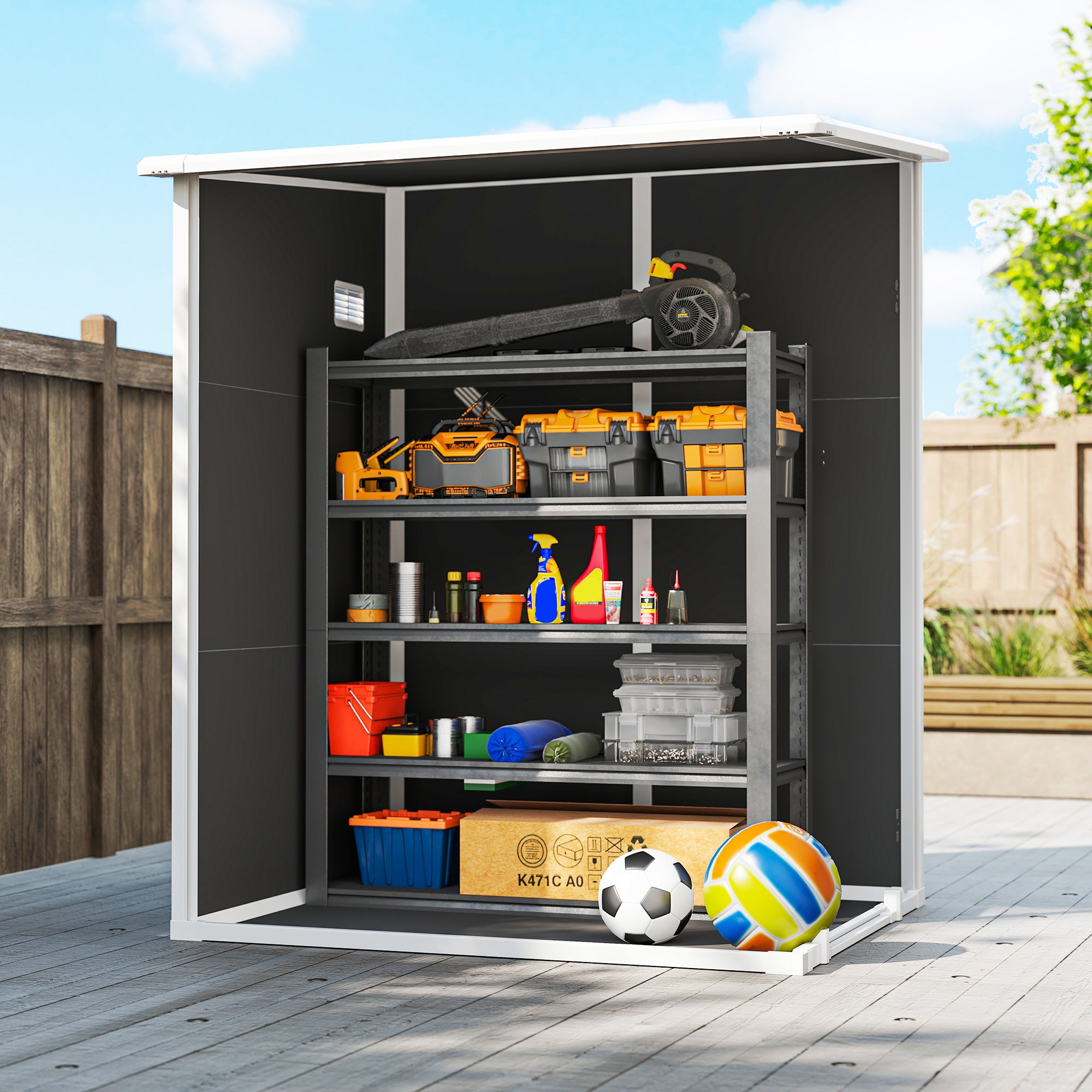 Galvanised Steel Outdoor Garden Storage Shed 4ft x 5ft - Velmora