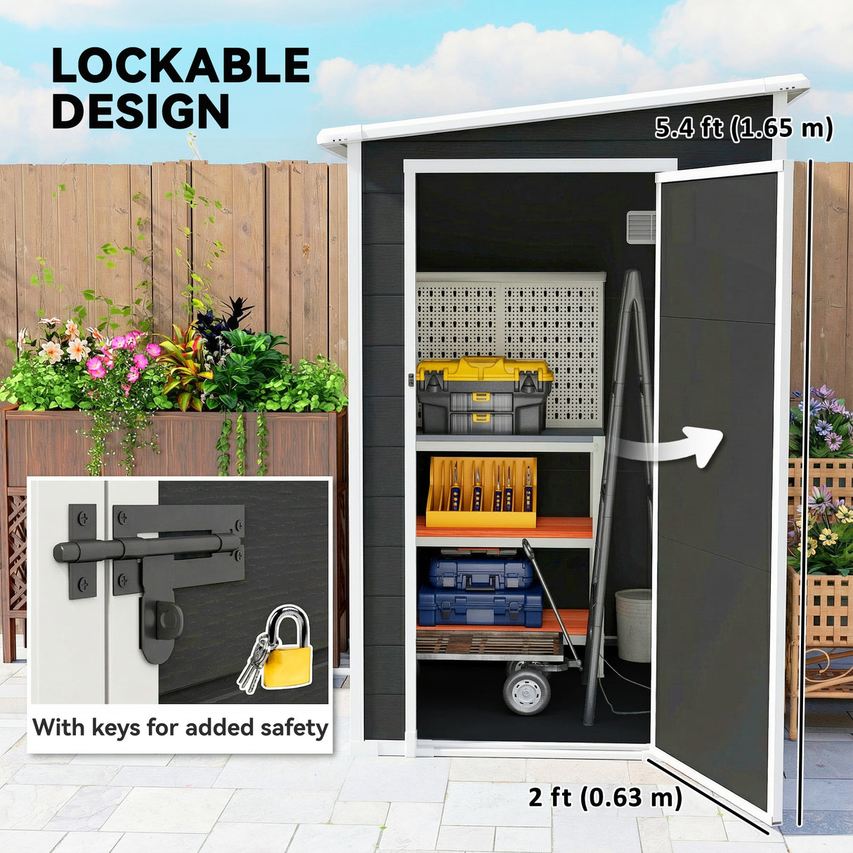 Galvanised Steel Outdoor Garden Storage Shed 4ft x 5ft - Velmora
