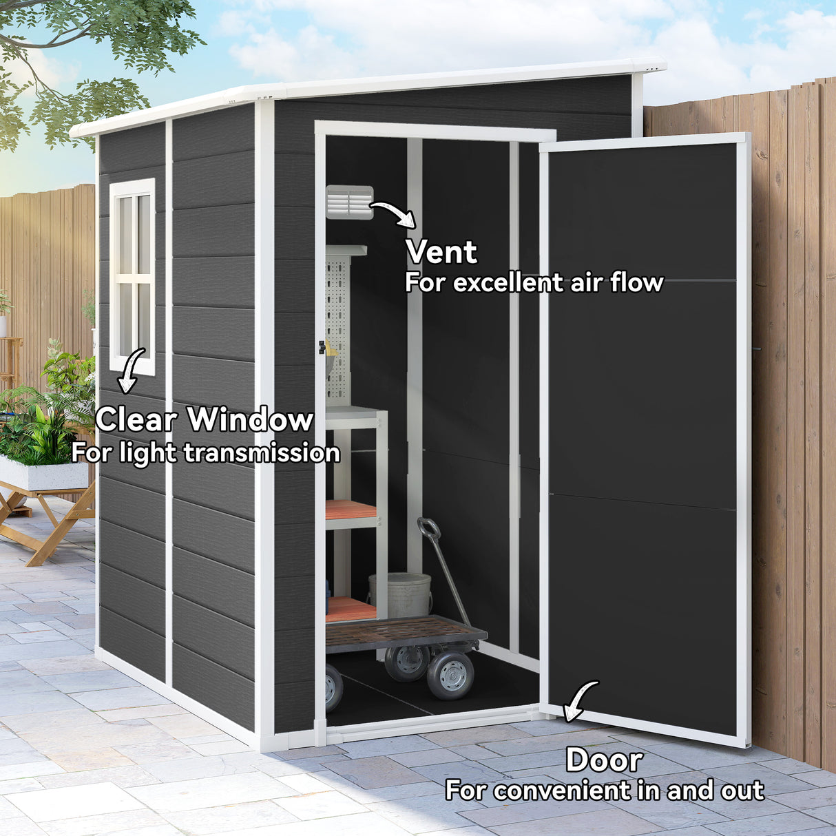 Galvanised Steel Outdoor Garden Storage Shed 4ft x 5ft - Velmora