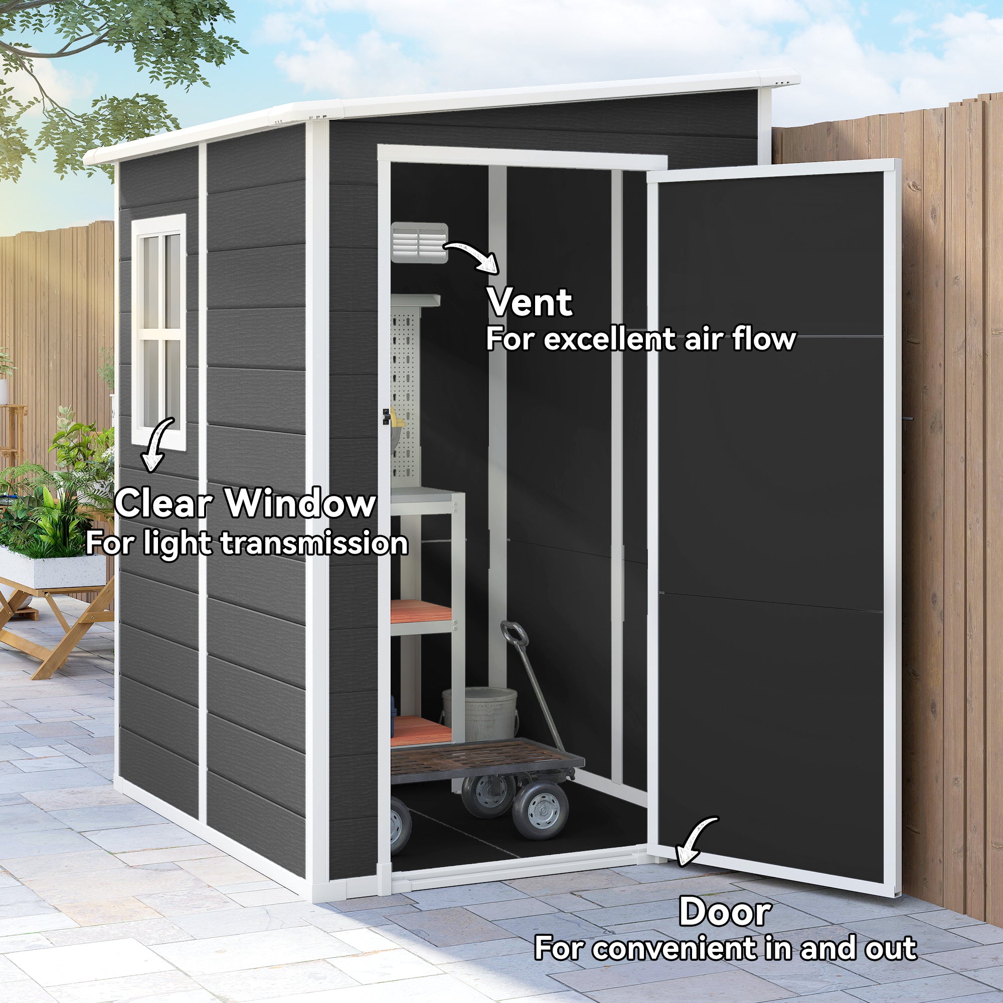 Galvanised Steel Outdoor Garden Storage Shed 4ft x 5ft - Velmora