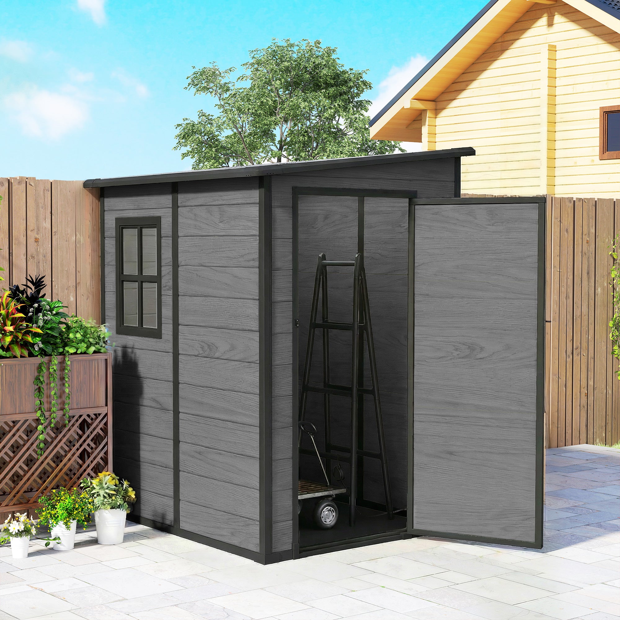 Galvanised Steel Outdoor Garden Storage Shed 4ft x 5ft - Velmora