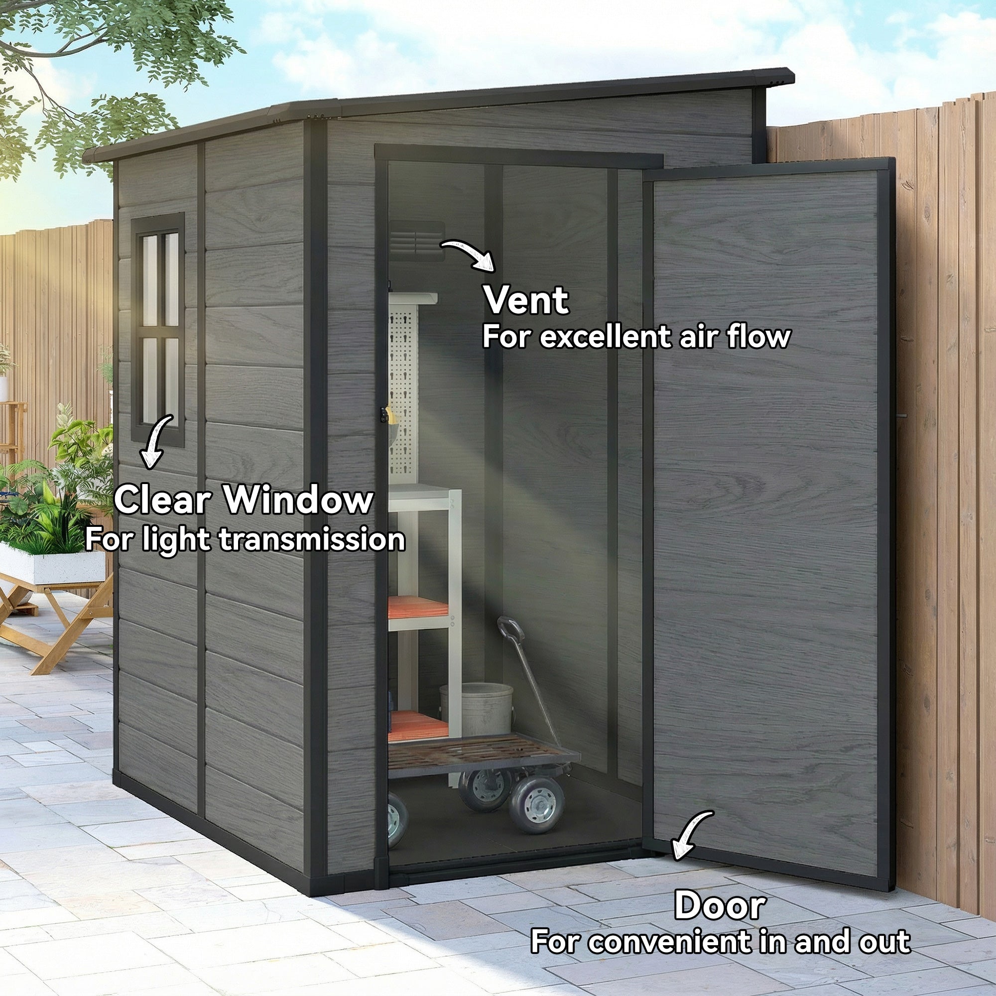 Galvanised Steel Outdoor Garden Storage Shed 4ft x 5ft - Velmora