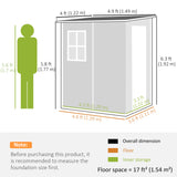 Galvanised Steel Outdoor Garden Storage Shed 4ft x 5ft - Velmora