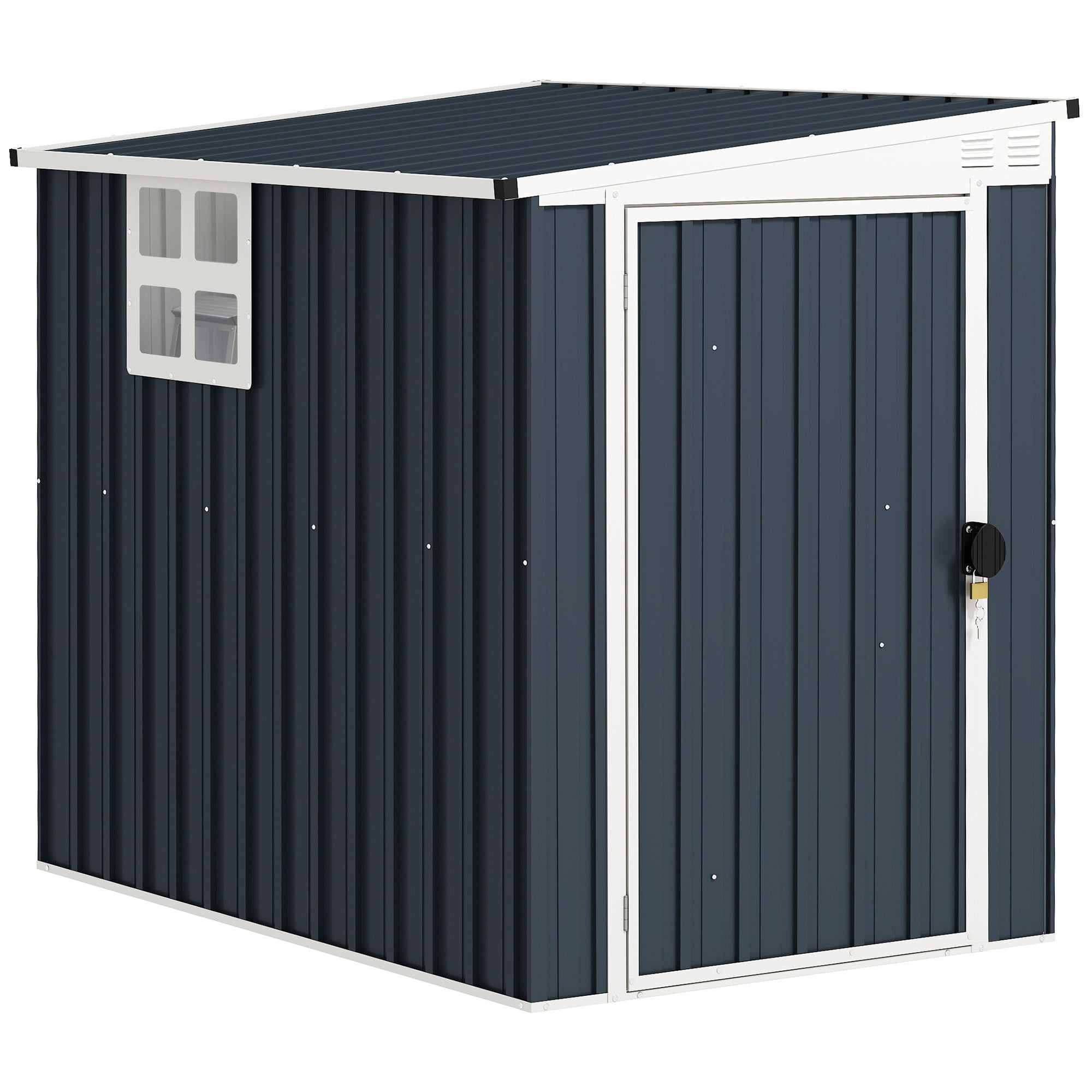 Galvanised Steel Outdoor Garden Storage Shed 4ft x 6ft - Velmora