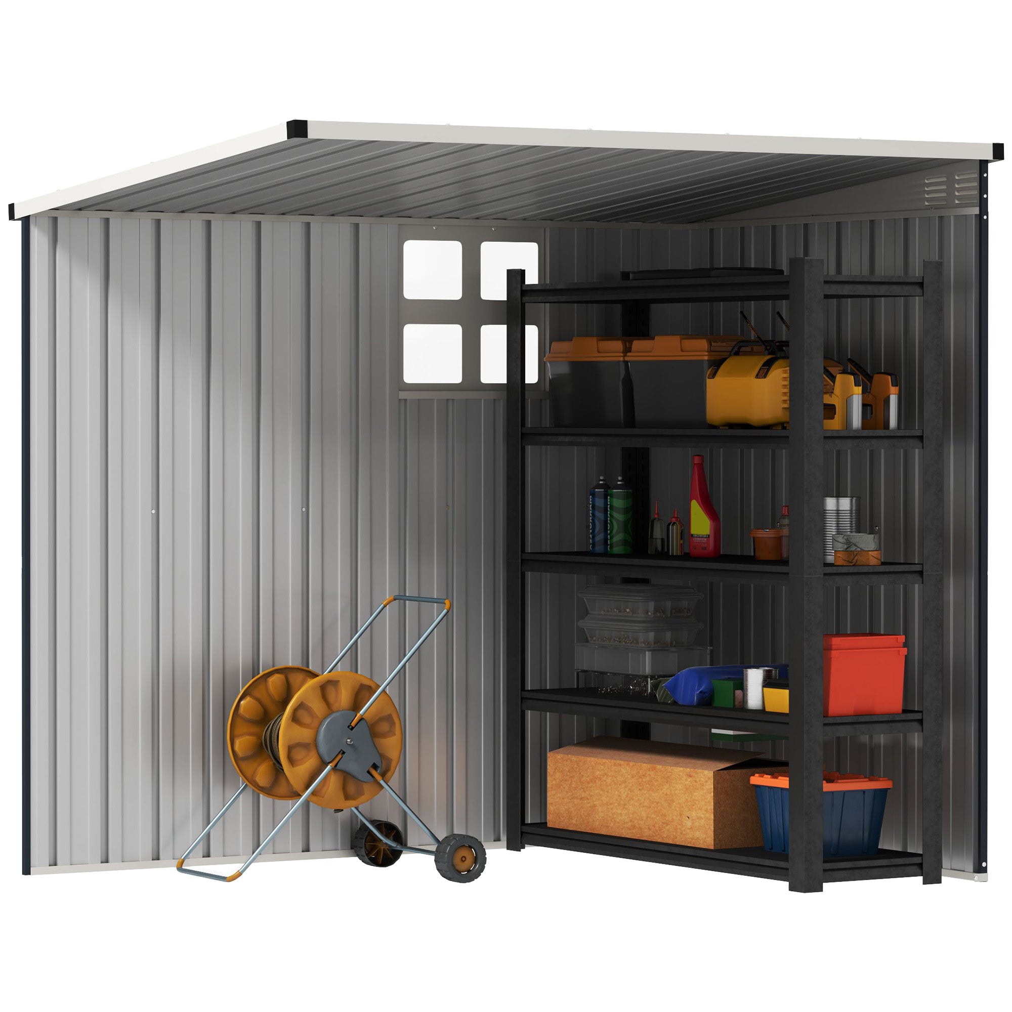 Galvanised Steel Outdoor Garden Storage Shed 4ft x 6ft - Velmora