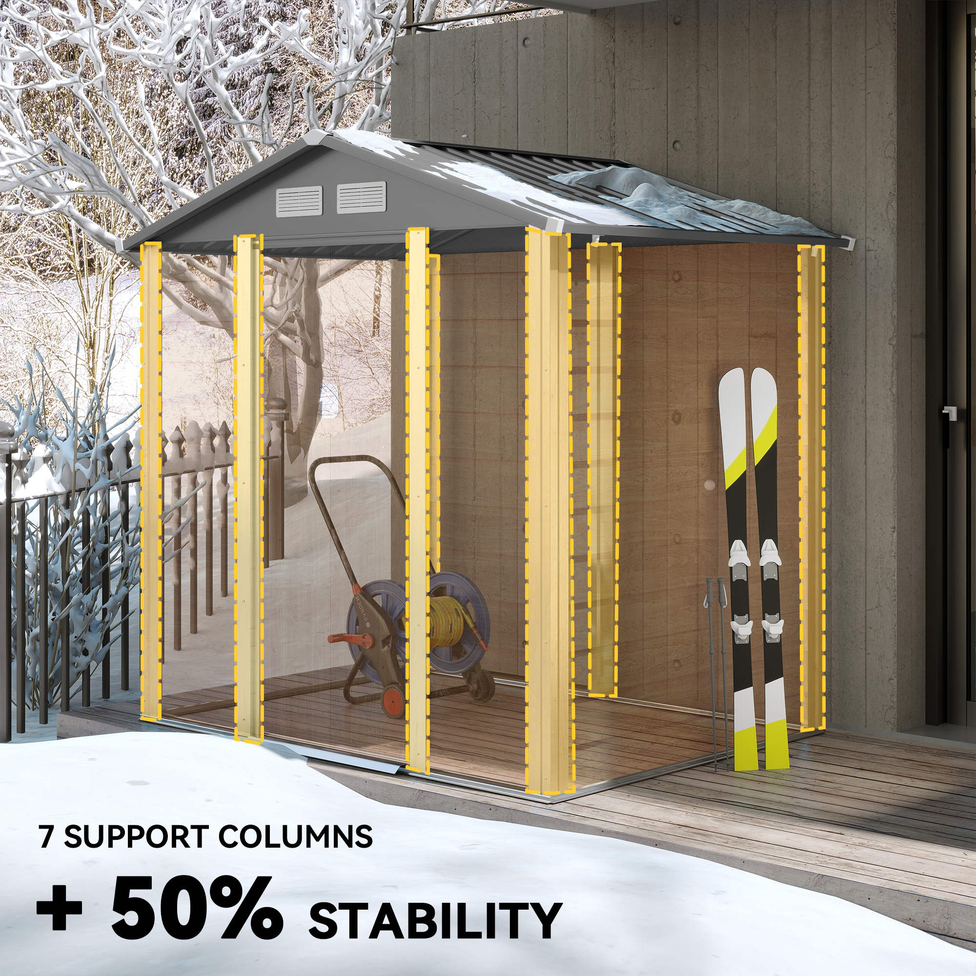 Galvanised Steel Outdoor Garden Storage Shed 6.5ft x 5ft - Velmora