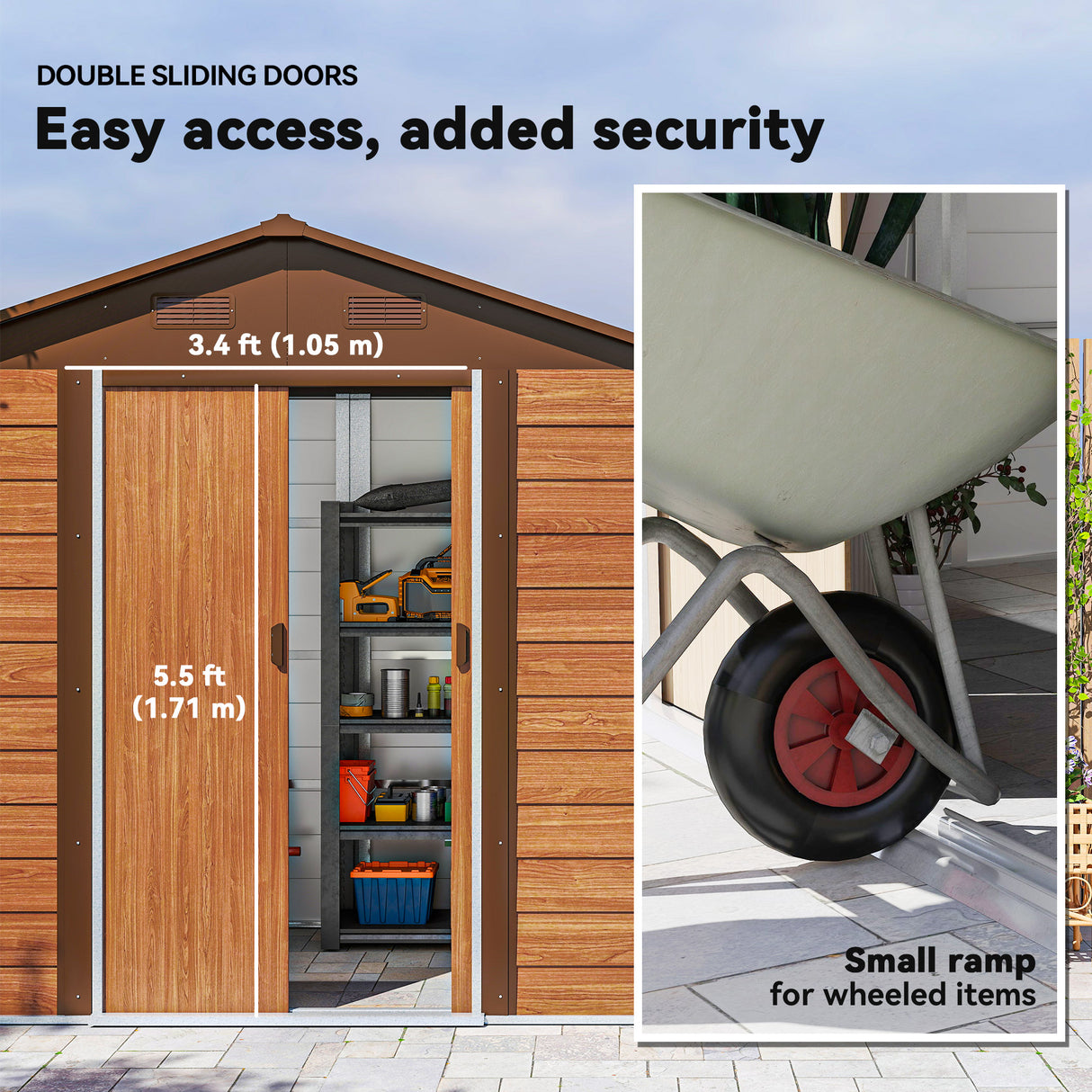 Galvanised Steel Outdoor Garden Storage Shed 6ft x 8ft - Velmora