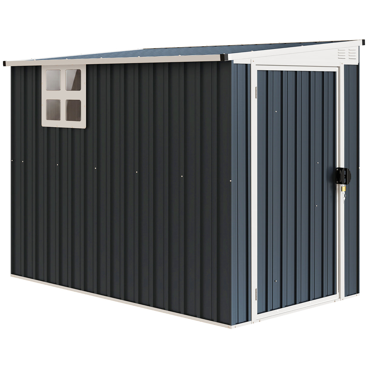 Galvanised Steel Outdoor Garden Storage Shed 7.6ft x 4ft - Velmora