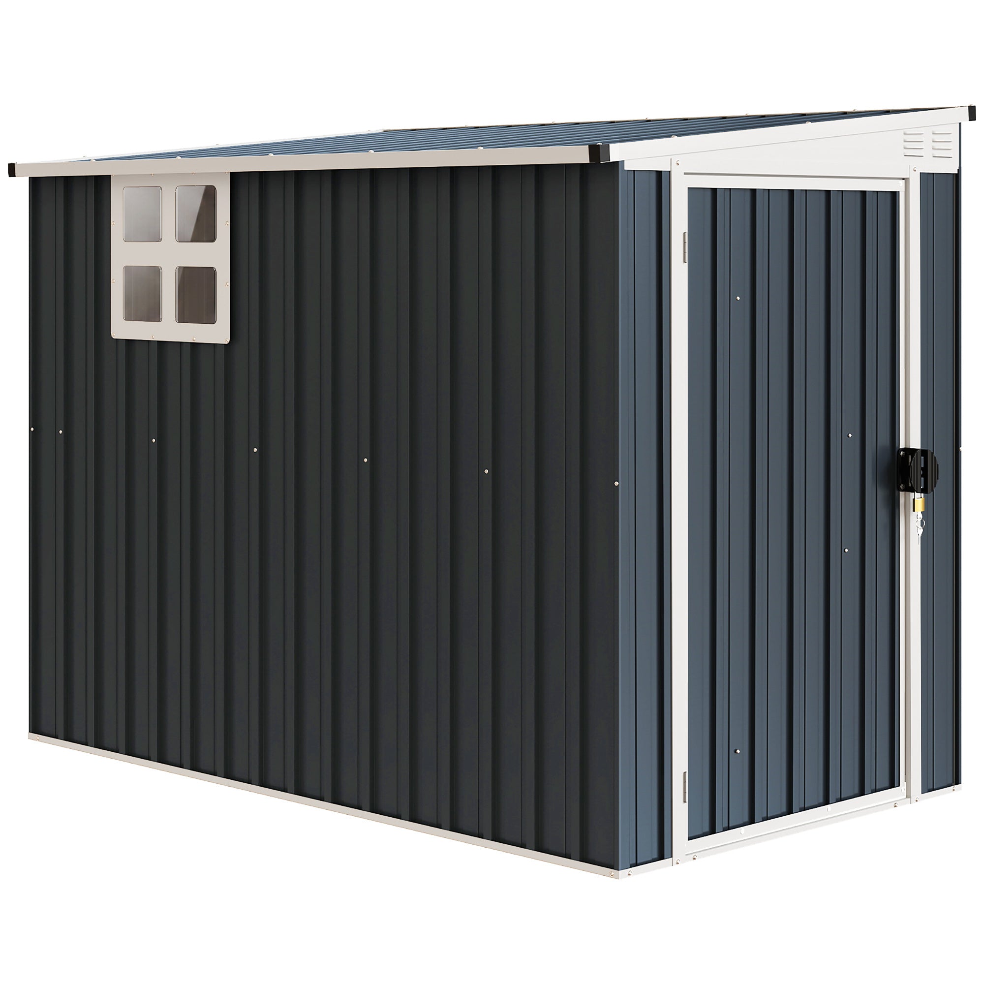 Galvanised Steel Outdoor Garden Storage Shed 7.6ft x 4ft - Velmora