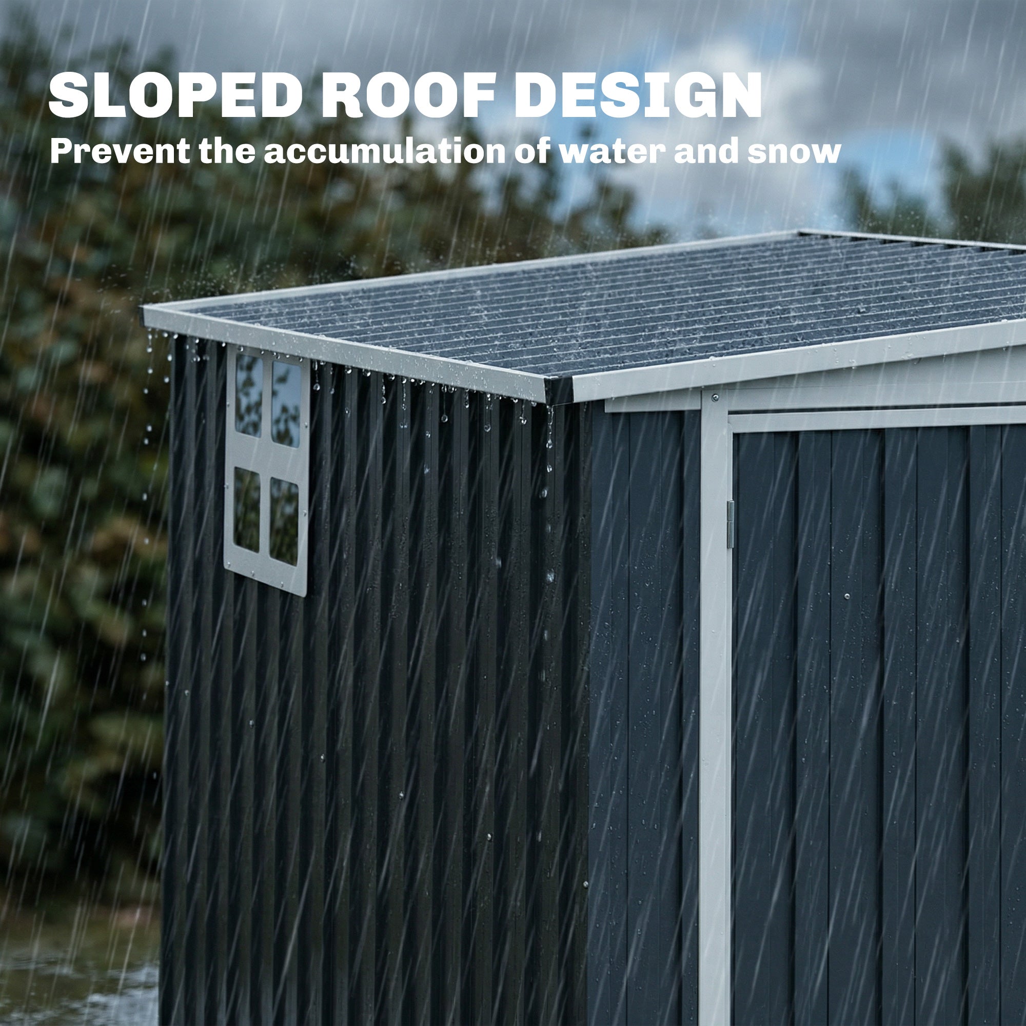 Galvanised Steel Outdoor Garden Storage Shed 7.6ft x 4ft - Velmora