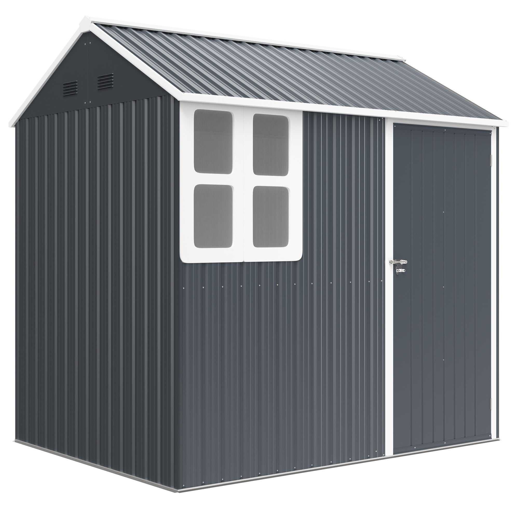 Galvanised Steel Outdoor Garden Storage Shed 7ft x 6ft - Velmora