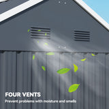 Galvanised Steel Outdoor Garden Storage Shed 7ft x 6ft - Velmora
