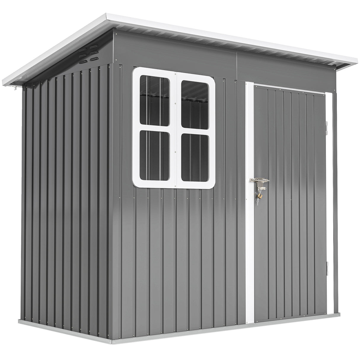Galvanised Steel Outdoor Garden Storage Shed 7ft x 4ft - Velmora