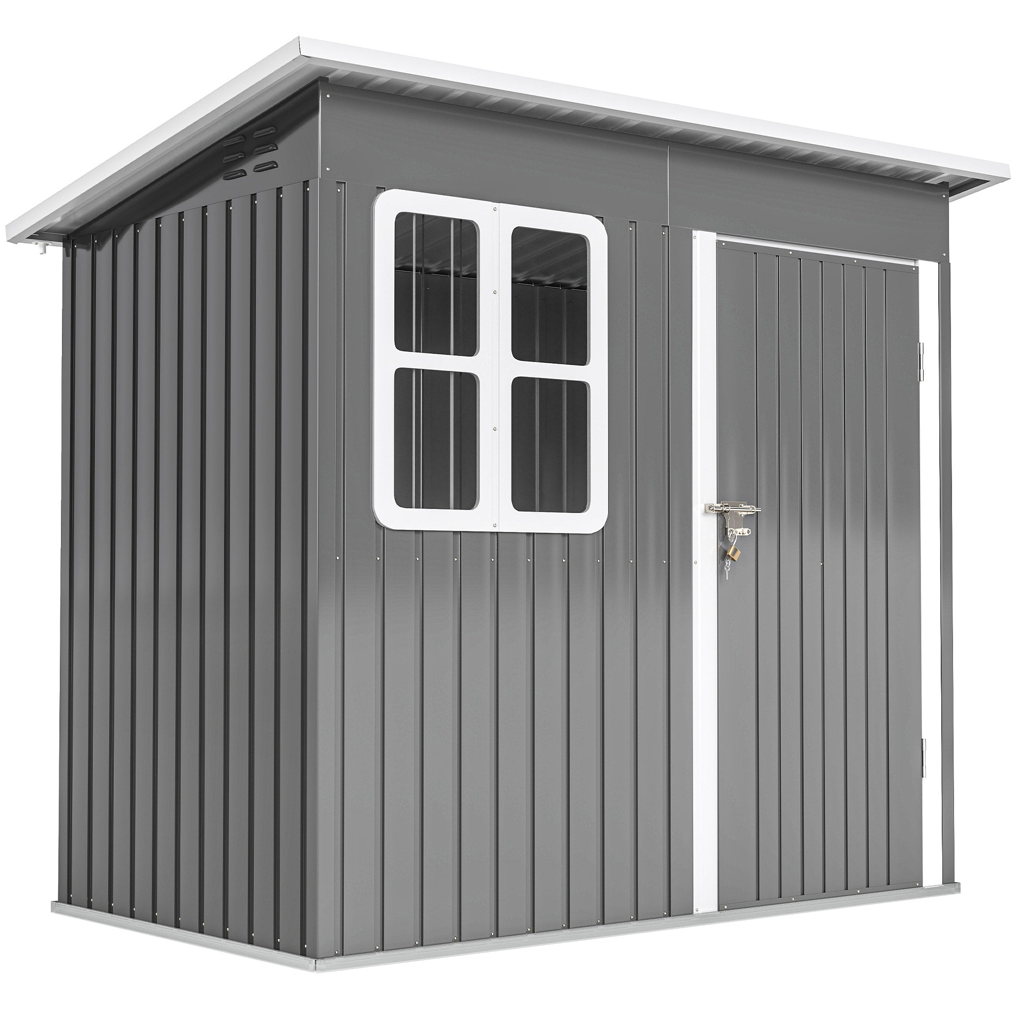 Galvanised Steel Outdoor Garden Storage Shed 7ft x 4ft - Velmora