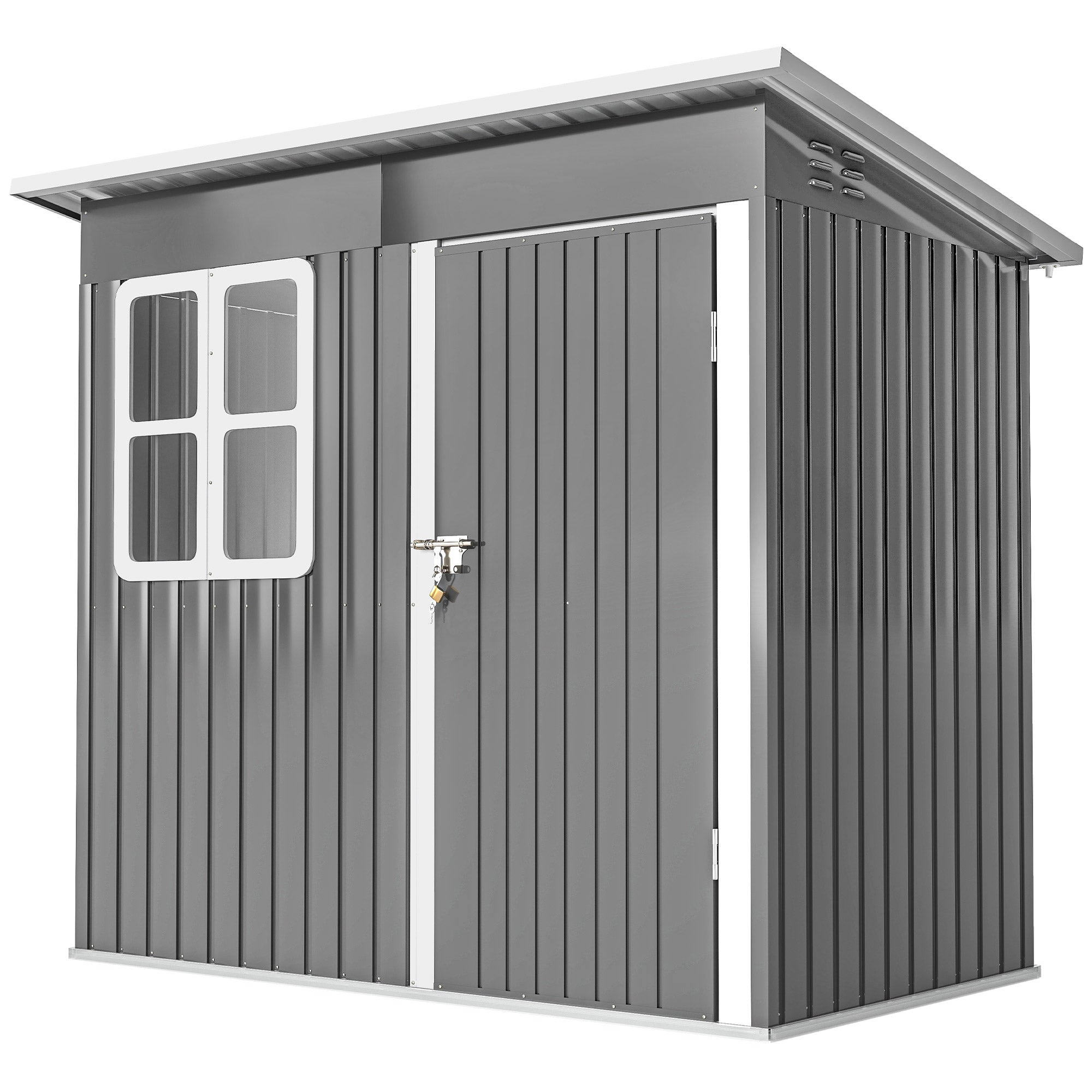 Galvanised Steel Outdoor Garden Storage Shed 7ft x 4ft - Velmora